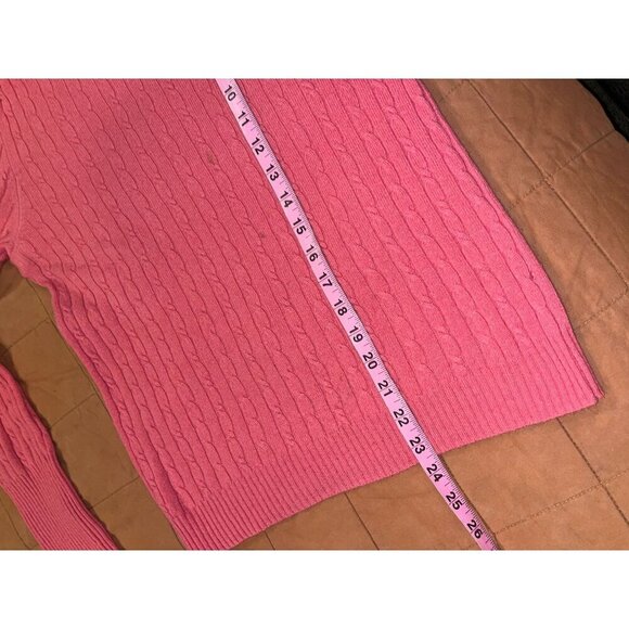J.Crew Pink Cable Knit Wool Cashmere  Turtleneck Pullover Sweater Women's Size M - Picture 10 of 11
